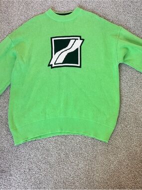 WE11DONE Green Logo Knit Sweater Oversized S Authentic